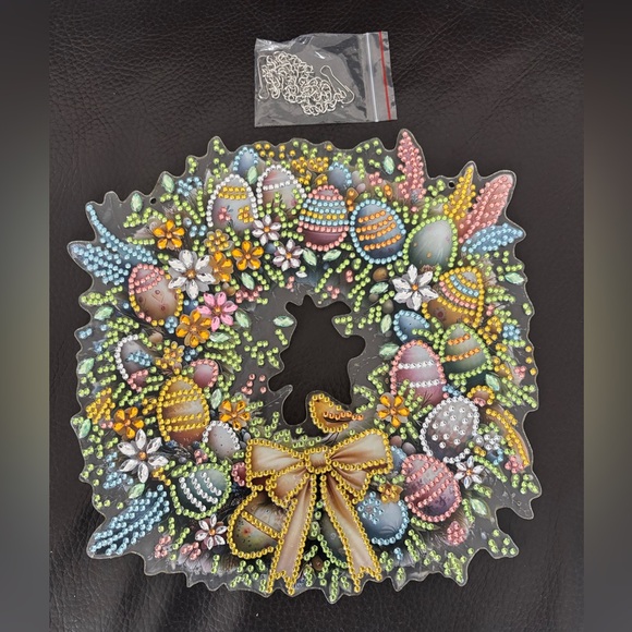 Handcrafted Rhinestone Easter Wreath - Picture 3 of 5